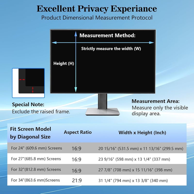 GHY 34 Inch Curved Privacy Screen for Computer Monitor 21:9 Aspect Ratio, Anti Glare Blue Light Blocking Shield, Removable Eye Protector Filter - W x H: 31 1/4" x 13 3/8" (794mm x 340mm) - Image 2